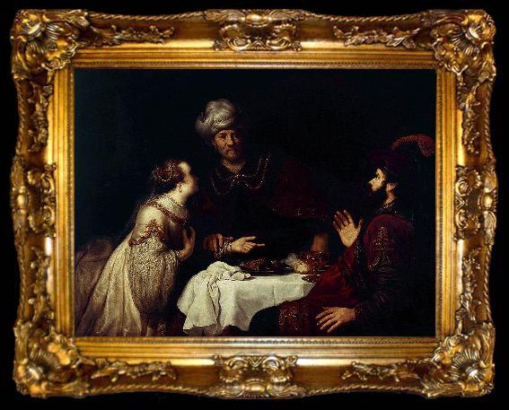 framed  Jan victors Esther accuses Haman before Ahasveros, ta009-2